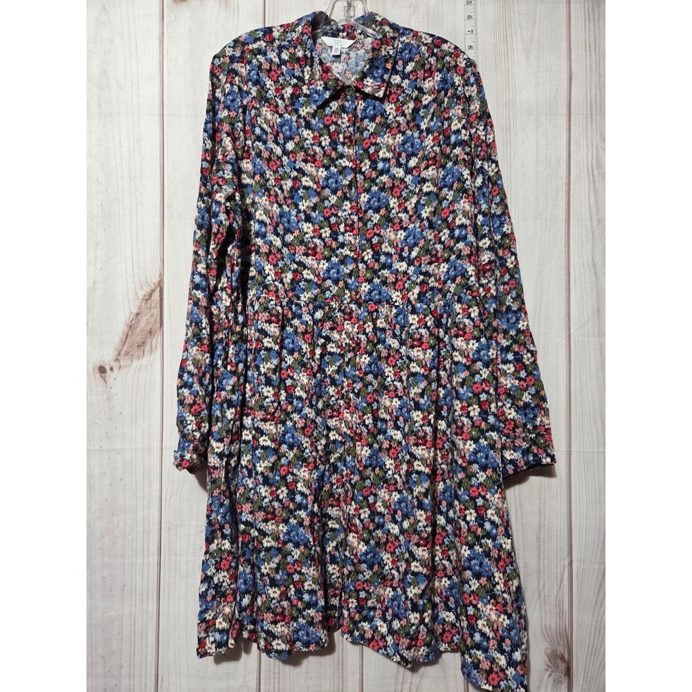 Ladies 20‎ Floral Print Long Sleeve Dress Shirt Dress Multicolor Cottagecore